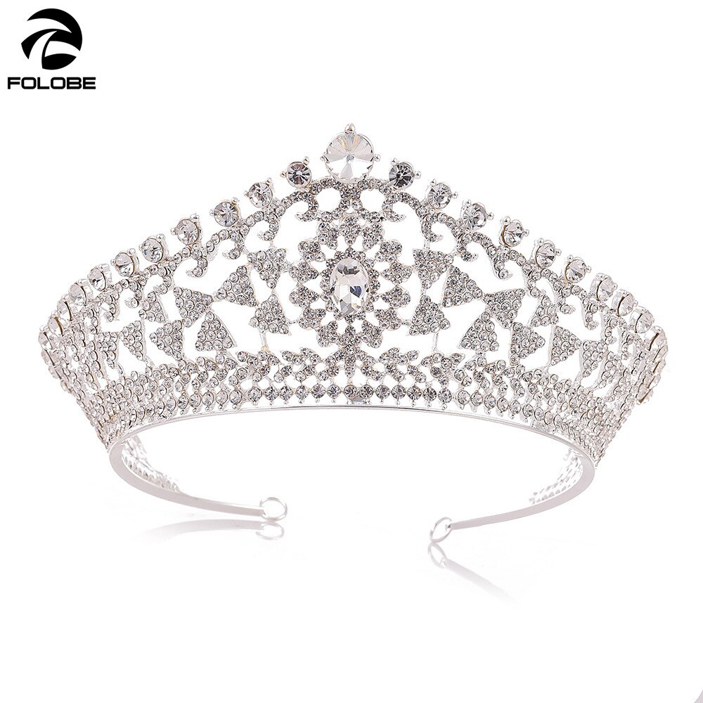 Grandes tiaras y coronas nupciales con diamantes de imitación, diademas de joyería para cabello, desfile de novia, diadema, accesorios para el cabello de boda H1134