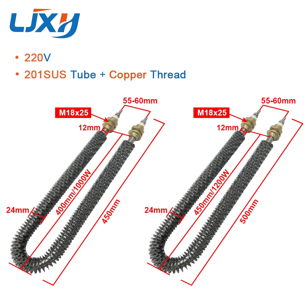 LJXH U Type M18/16 Electric Finned Tubular Heat Pipe,U-shape Fin Heating Element, U Type Tube, 220V 500W/800W/1000W/1200W