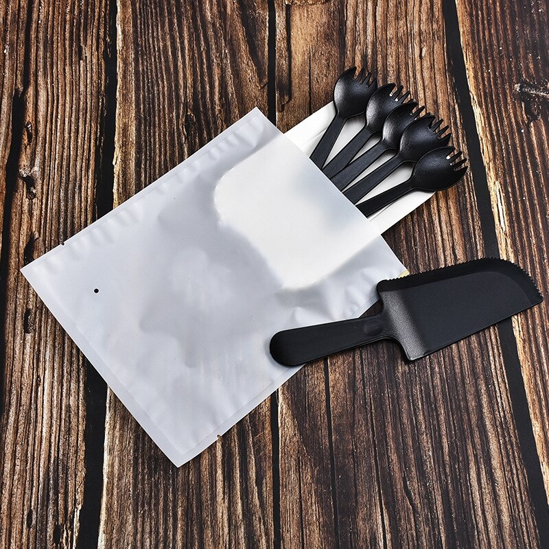 Wegwerp Food Grade Servies Set Kleur Matte Bestek Lade Bestek Bakken Verjaardagstaart Partij Mes Vork Plaat Keuken Supplie