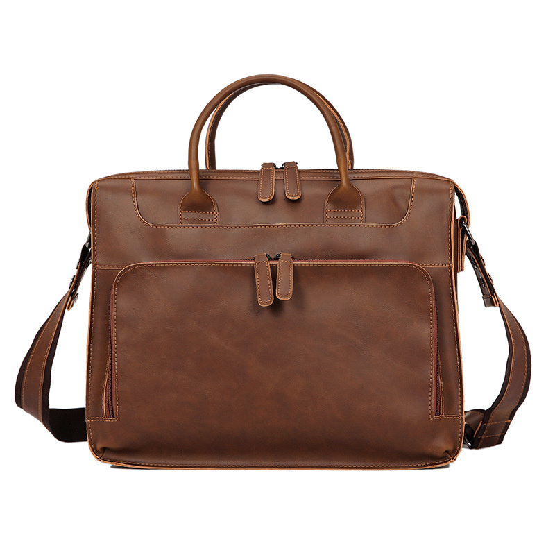 Pu Huid Bedrijfsaktentas Man 14 Inch Computer Pakket Toevallige Messenger Bag Mannen Schouder Laptop Tas Voor Maletines Hombre Cuero: Default Title