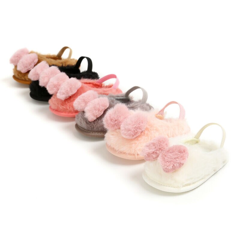 Mærke sødt lille barn nyfødt baby kravlesko dreng pige pom pom bue lam hjemmesko prewalker trænere baby sko 0-18m 11-13cm