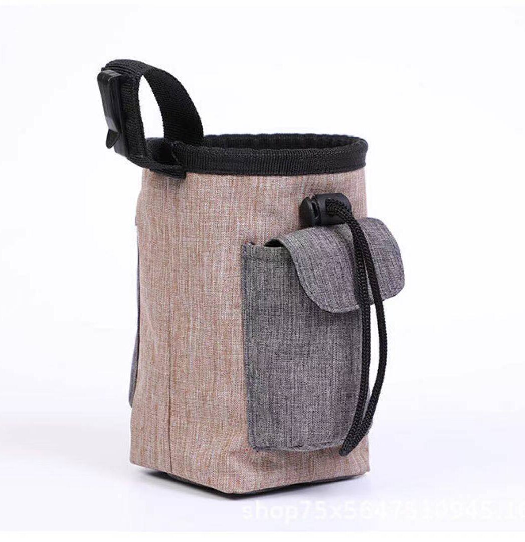 Sac de taille multifonction pour chien, accessoire d'entraînement en plein air, fournitures pour chiens, produits pour animaux domestiques, pochette à cordon coulissant, jouets en nylon, ramassage de toilette: Brown 2