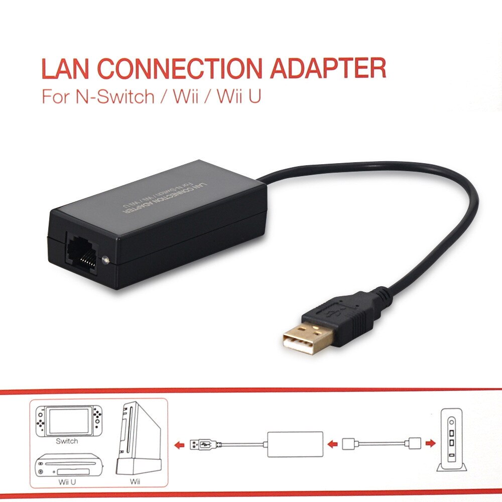 Lan Connection Adapter Wired USB Ethernet Network Card 100Mbps(100M) USB 2.0 for Nintend NS Switch/Wii/Wi iU Console RJ-45 Jack