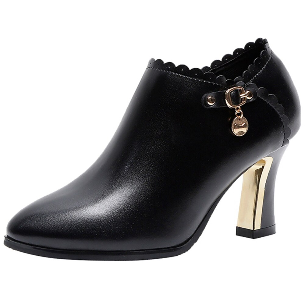 Female Pumps High Heels Rubber Sole Zipper Casual Arrivals Offices Dressing Ladies Shoes: 6