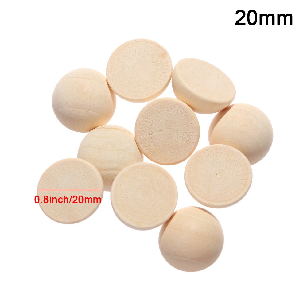 5/10 Pcs Eco-Friendly Natural Half Wooden Beads Wood Half-faced Split Round Balls for Home DIY Crafts Making Unfinished Supplies: 20mm-10PCs