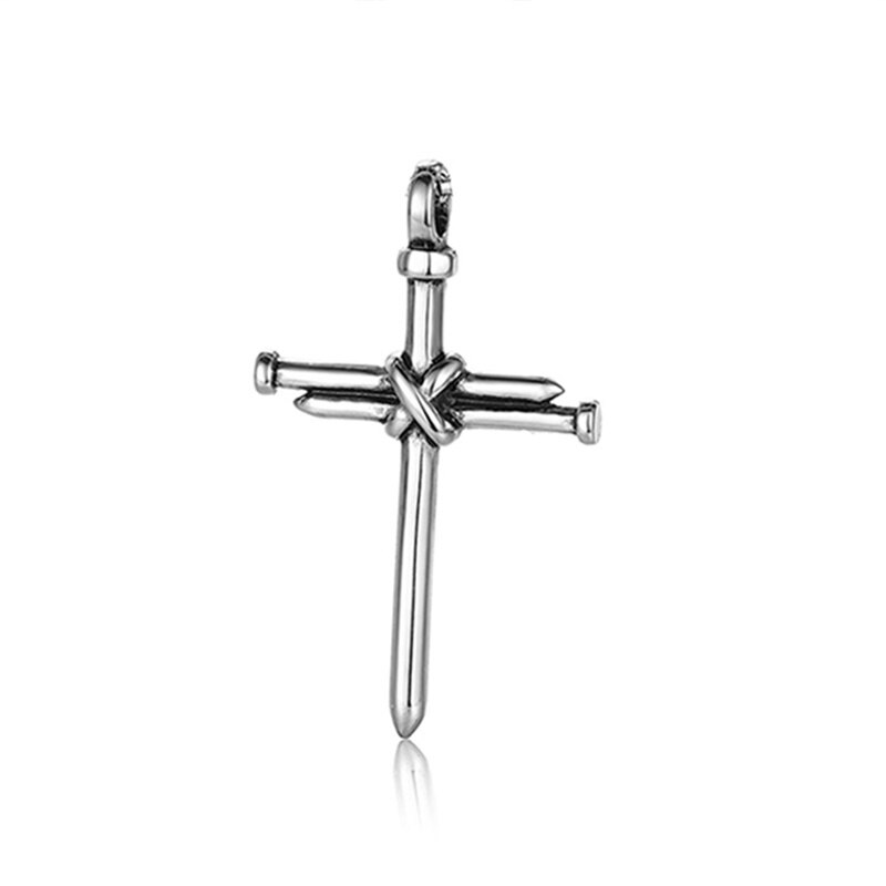 Cross Necklace Men Punk Nail Styling Pendant Black Gold Silver Color Chain Necklace