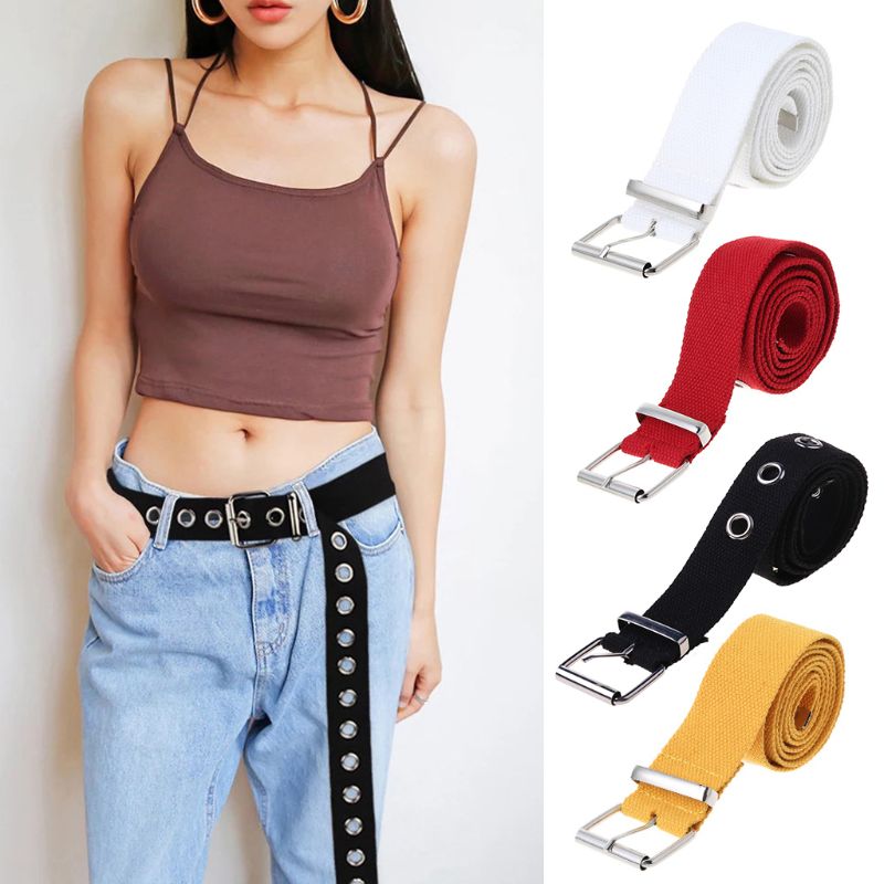 Canvas belt hollow out air hole korean style decoration belt unisex