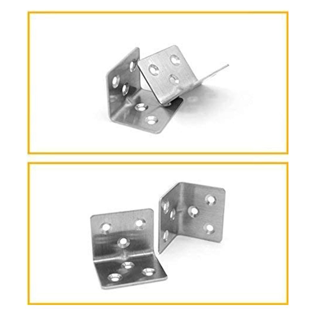 20 pièces en acier inoxydable Angle coin Angle droit Support en métal meubles raccords 90 degrés cadre panneau Support
