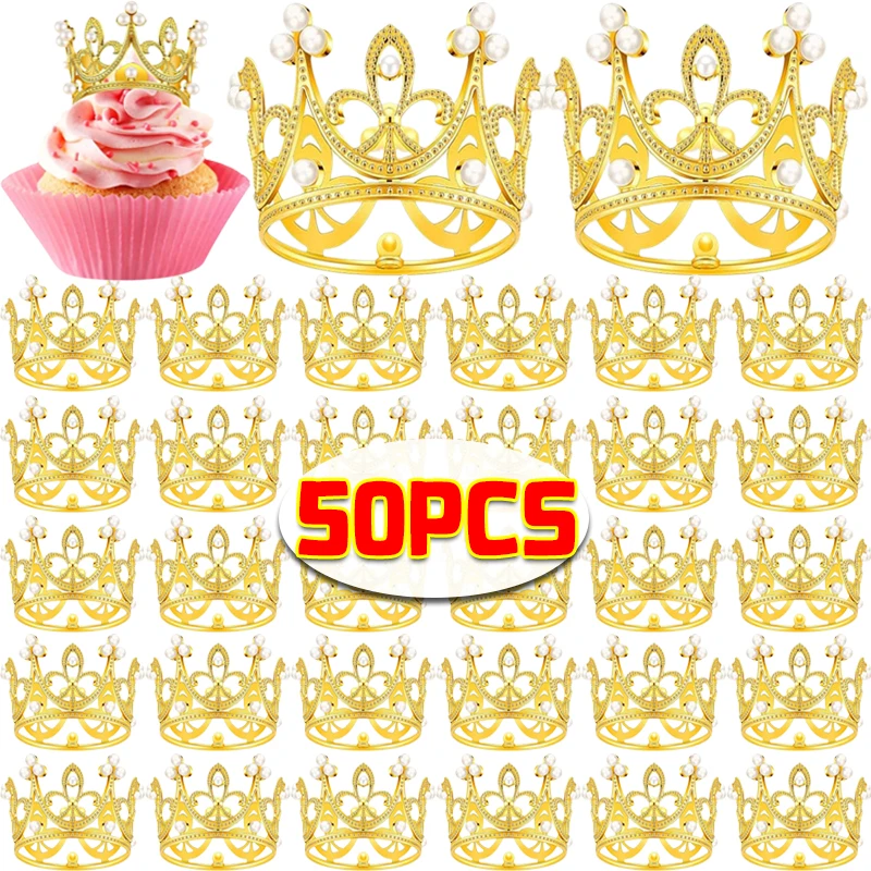 Mini Krone Kuchen Dekoration Perle Kronen freundlicher Haar Prinzessin Ornamente DIY Backen Cupcake Deckel Hochzeit Geburtstag Party Dekoration