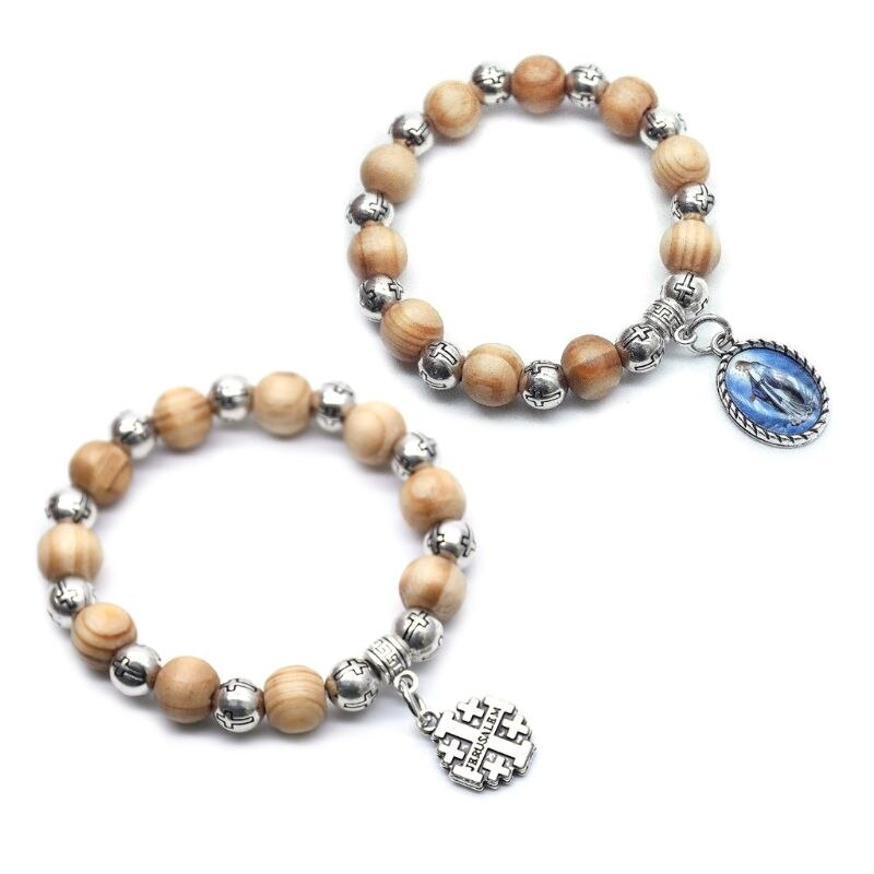 Trä jesus kors pärlor armband armband kristen meditation bön yoga unisex armband smycken