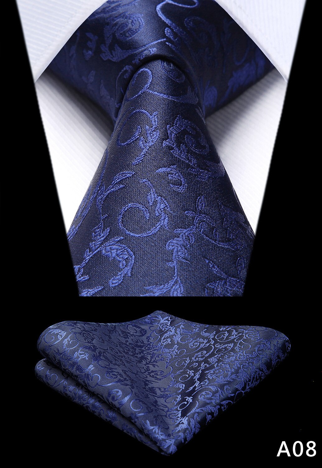 Party Wedding mannen Zijde Geweven Check Paisley Gestreepte Hals Tie Pocket Plein Set Klassieke Zakelijke Banden: A08