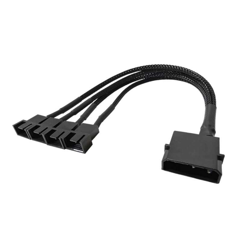4pin IDE Molex to 4-Port 3Pin/4Pin Power Supply Cable Black Sleeved Cooling Fan Splitter Power Cord Plug Cooler Wire for PC: Big 4PIN 1 TO 4