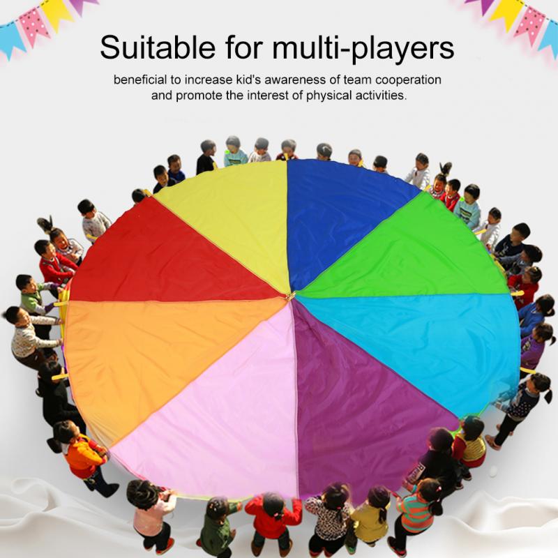 2M 3M 3.6M 6M Kids Play Multi-Color Rainbow Parachute Oxford Fabric Outdoor Game toy kids Exercise Development Kindergarten