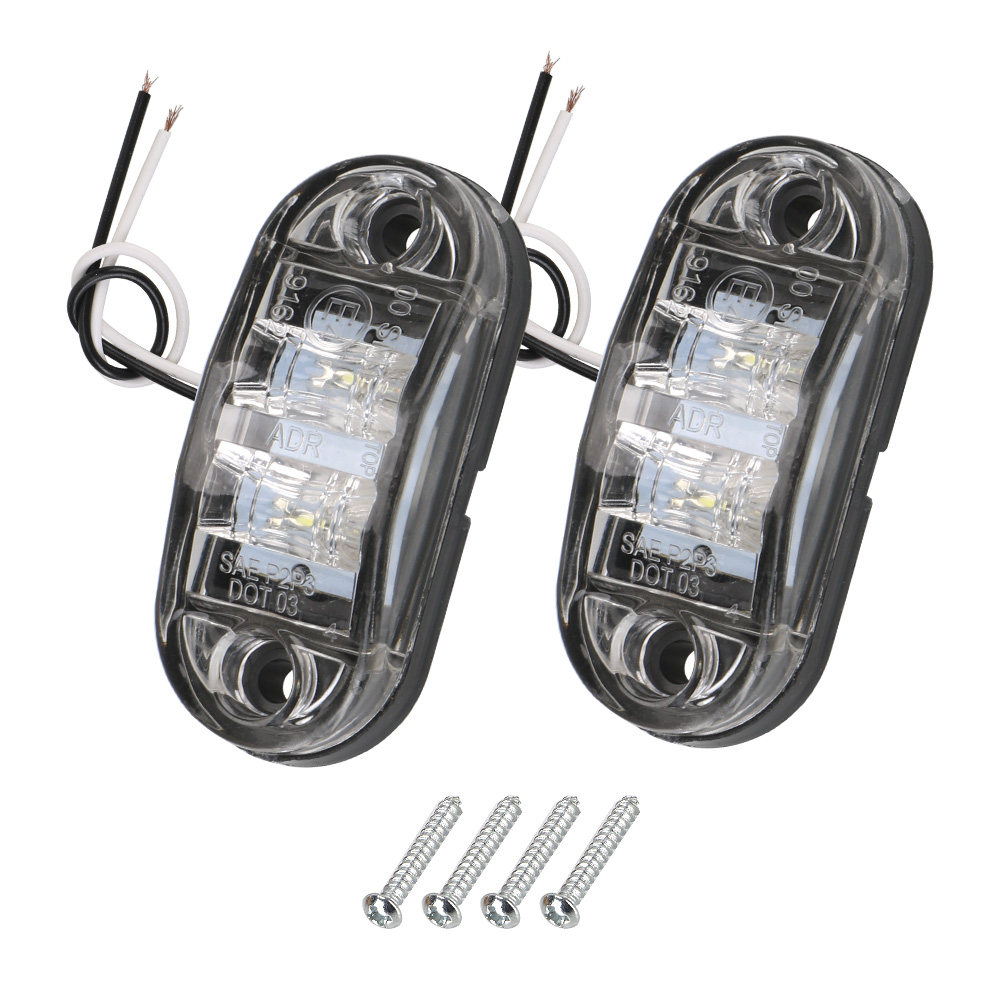 Lámpara de señalización lateral para remolque, camión, caravana, luces de advertencia LED, marcador lateral, rojo, amarillo, blanco, 12V- 24V: Blanco