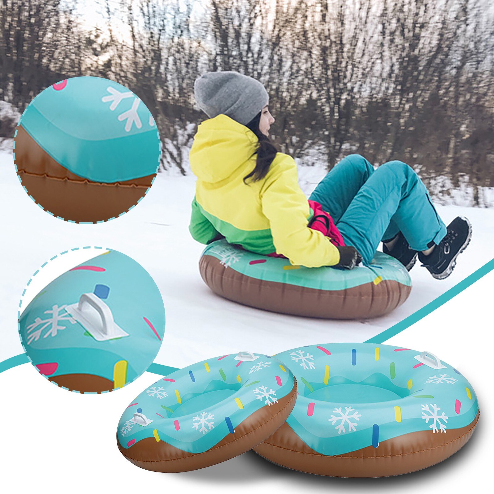 Anneau de Ski en Pvc pour enfant, Tube de neige, tapis de Ski, Sports de plein air, avec poignée, tasse, piscine d'hiver, radeaux, jouets, d'anniversaire