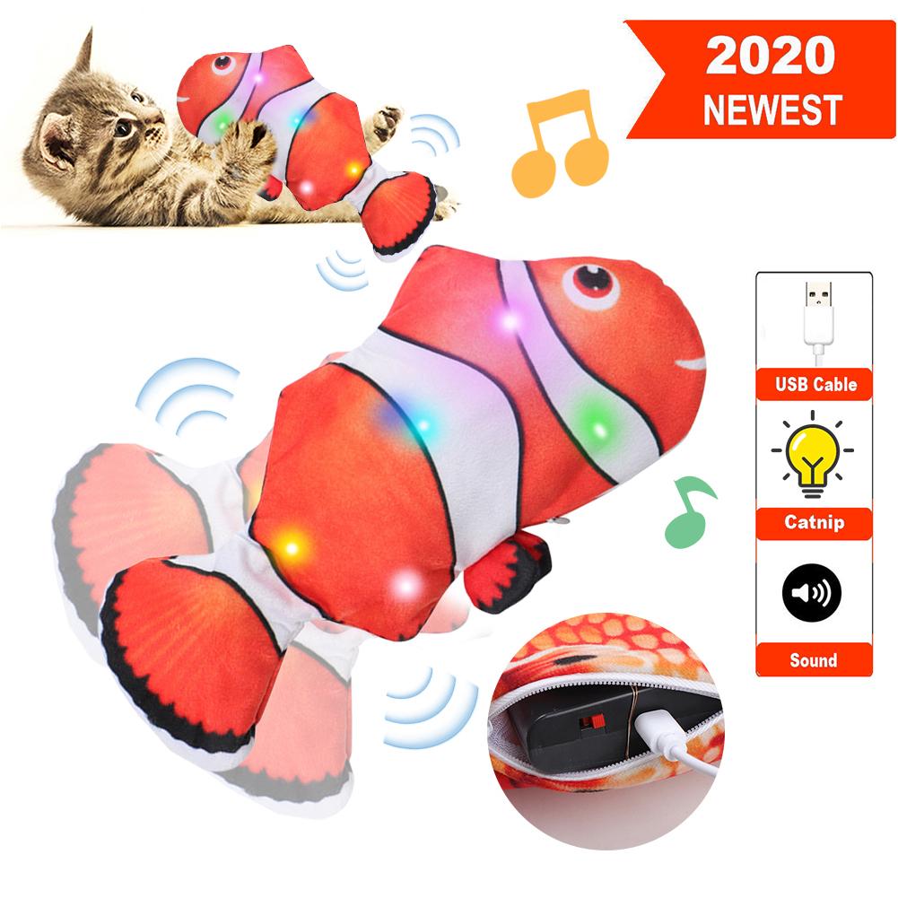 Electric Moving Fish Cat Realistic Plush Simulation Electric Wagging Fish Cat Toy Catnip Kicker Toys Funny Interactive Pets Pill: 7