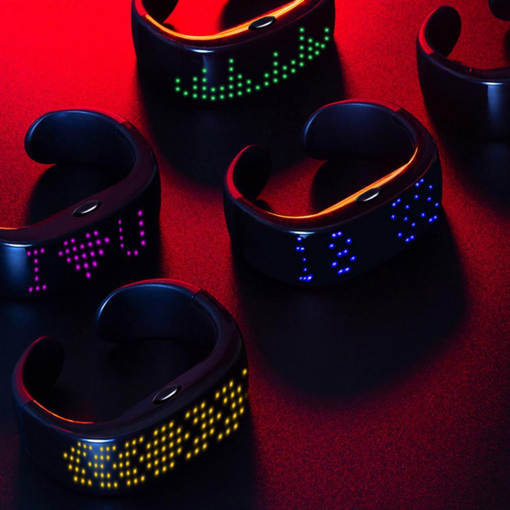 ultimo braccialetto RGB portato Bluetooth APP programmabile collegato braccialetto illuminato a portato braccialetto di sicurezza notturno ricaricabile USB