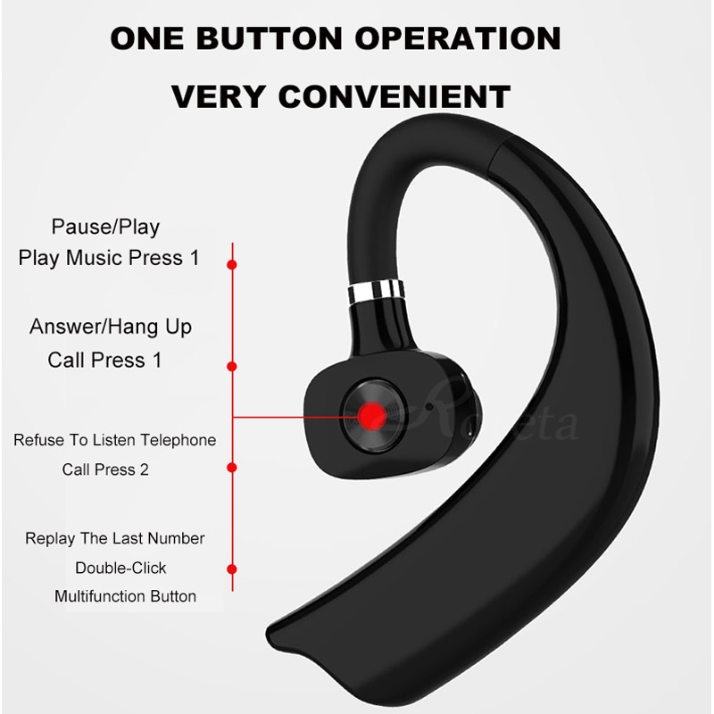 Roreta Wireless Bluetooth Earphone Business Headsets with Mic Handsfree call Ear-hook Earphones For iPhone Android IOS