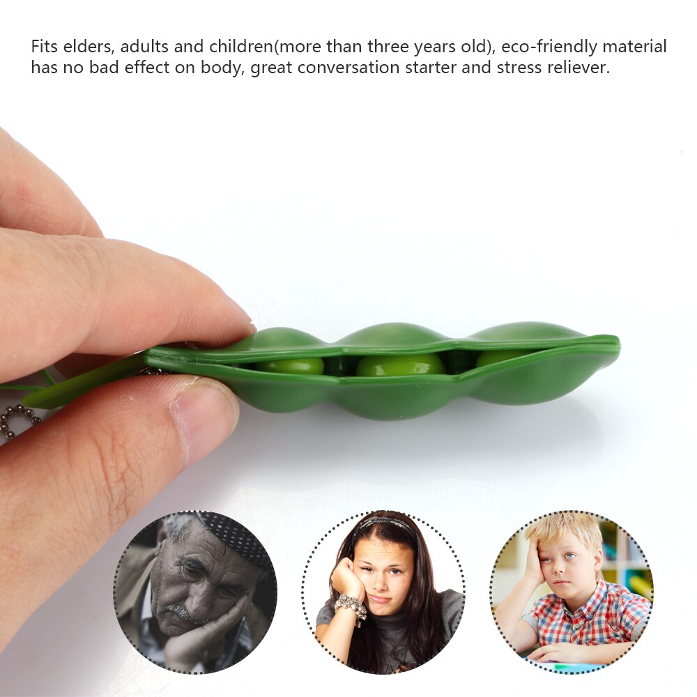 Knijp de bonen, schattige sleutelhanger, speelgoed, groene sojabonen, plastic anti-stress speelgoed, sleutelhanger, anime snuisterijen, sleutelhanger, knijpspeelgoed