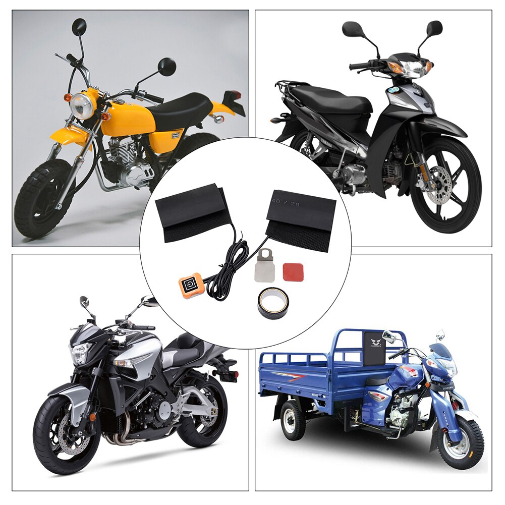 12V Motor Elektrische Verwarmde Grips Pads + Hittebestendige Tape + Hittebestendige Cover Verwarming Handvat Kit Motorbike Stuur verwarmde