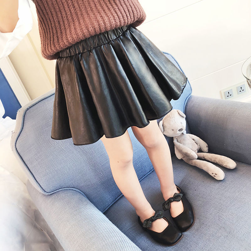 Vestuário das crianças 2019 outono roupas menina metade do corpo saia de couro do bebê saia crianças saia curta pára-quedas saia