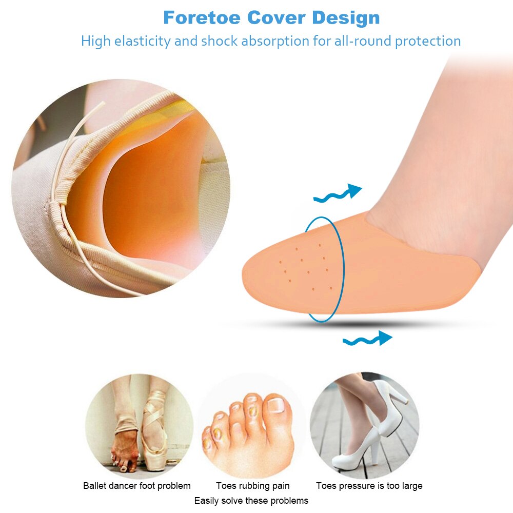 Sunvo-almohadillas de Gel de silicona para puntos de baile, Protector de punta de pie para Ballet, suela con agujero transpirable, insertos absorbentes de golpes
