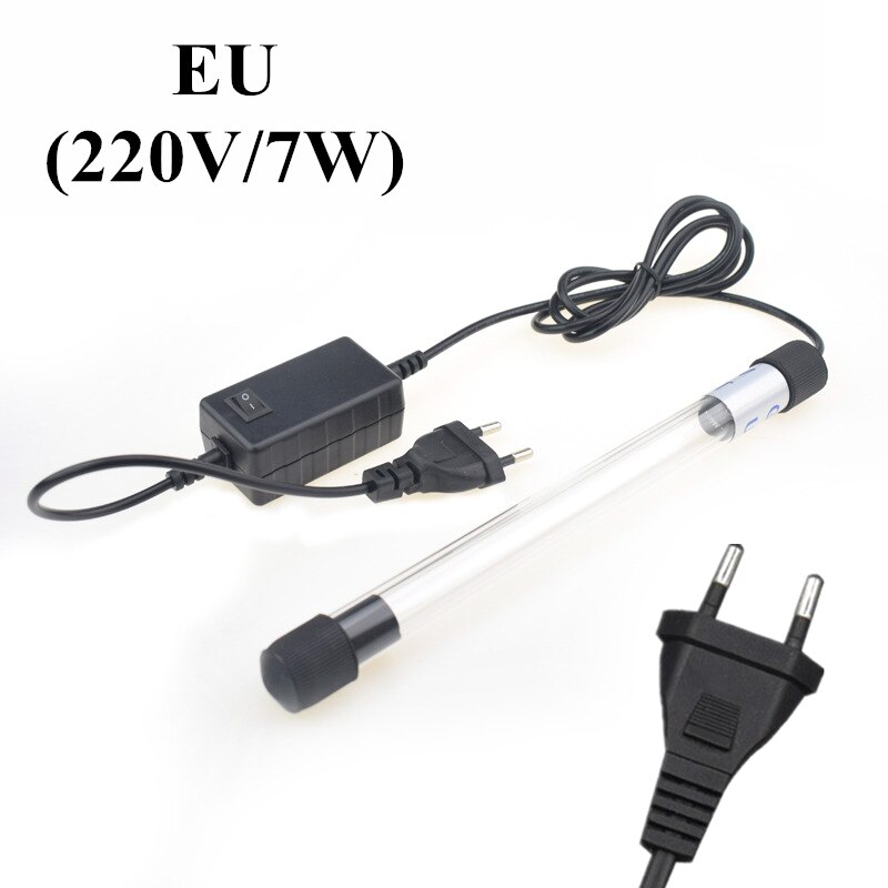 Esterilizador de luz UV impermeable para acuario, lámpara de luces LED para estanque, acuarios, luz UV SUMERGIBLE: 7W EU Plug