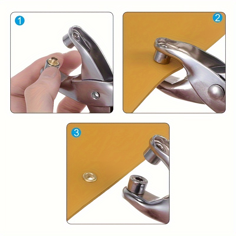 1 Set 1/4 Zoll Ösen-Ösen-Zangen-Set, Ösen-Loch-Zangen-Set mit 100 Metallösen, Ösen-Werkzeug-Set für Lederstoff