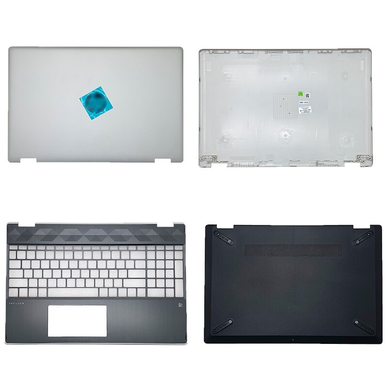 Funda para portátil HP Pavilion X360 15-DQ 15-dq, cubierta trasera LCD, reposamanos, parte inferior, L53034-001, L53033-001, plateada