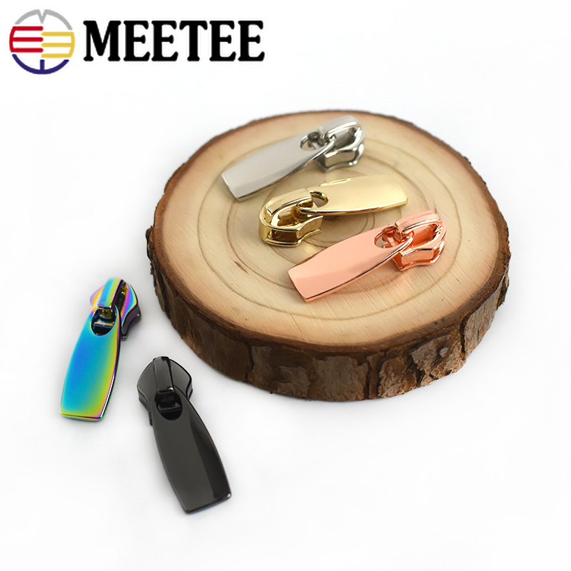 Meetee 10pcs 5# Zipper Silder for Nylon Zip for Jacket Pocket Zippers Head Puller DIY Zips Repair Replacement Sewing Accessories