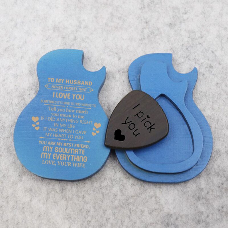 Guitare en bois médiator boîte pères mari papa plectre acoustique homme scène boîte directe magasin Q00022 gravé: Q00022 Blue