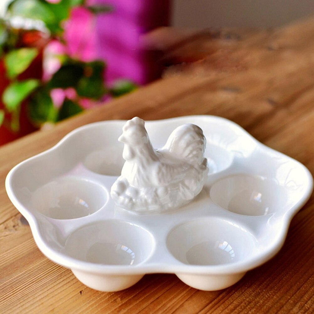 Ceramic Chicken Egg Tray Smooth Surface Egg Holder Multi-purpose Egg Holder