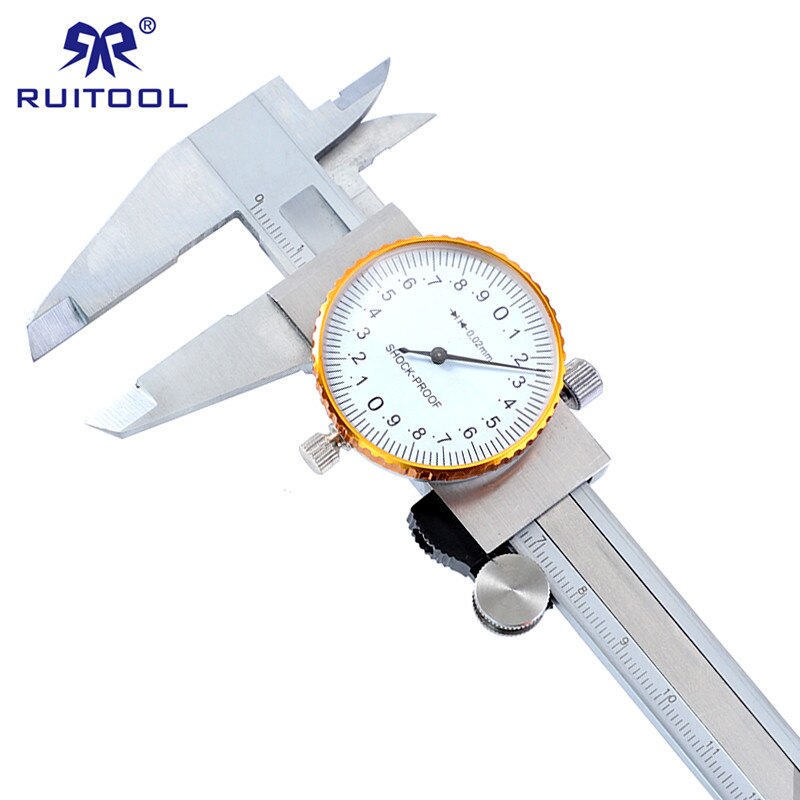 RUITOOL 0-150mm/0.02 Dial Caliper Stainless Steel Vernier Calipers Shock Proof Metric Gauge Precision With Box