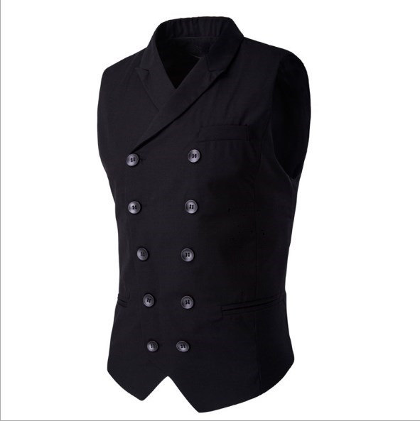 Mens Black Waistcoat Double Breasted Grey Blue Wedding Suit Vest Man Formal Waist Coat for Men Chalecos Para Hombre
