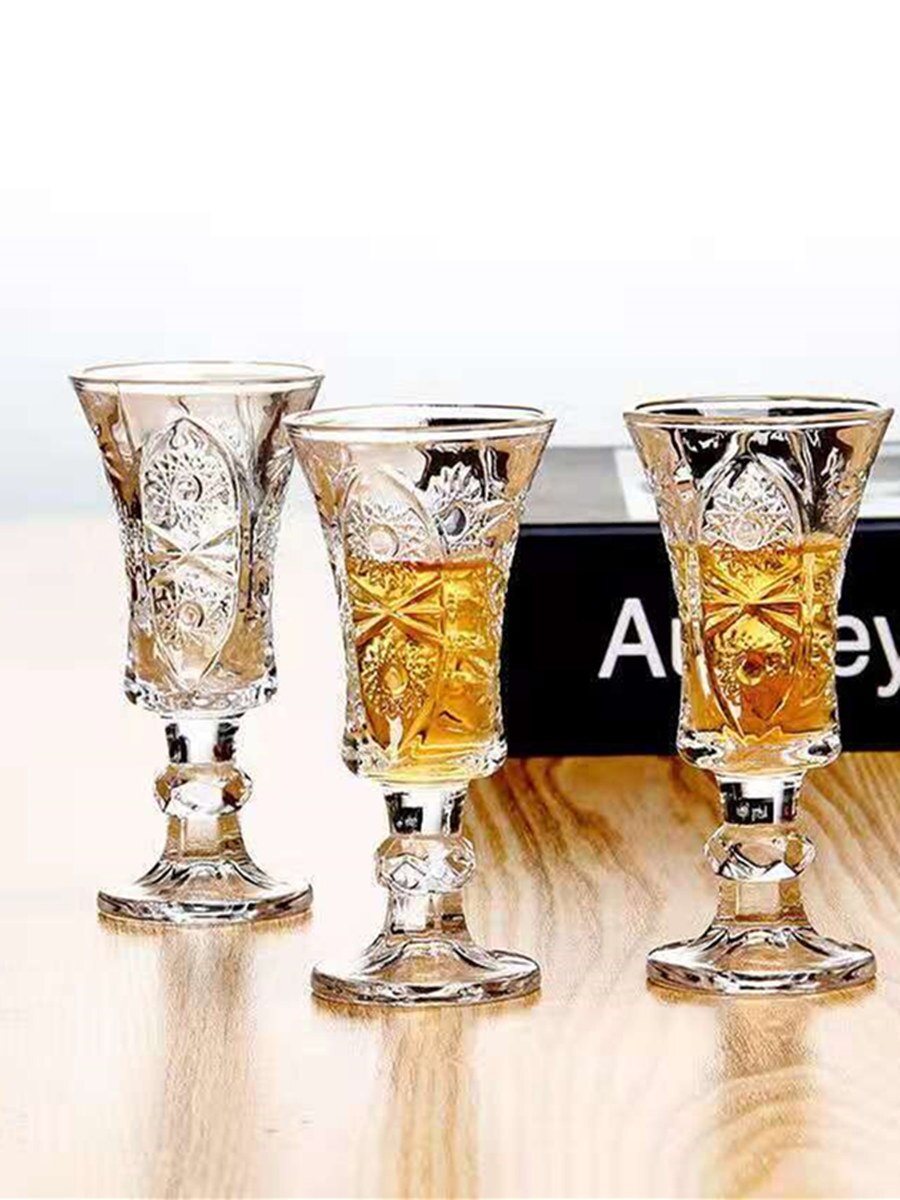 Vasos de cristal con grabado , Mini copas de copa de vino sin plomo para licor de Tequila, vasos de para casa, 40ml, 6 uds.