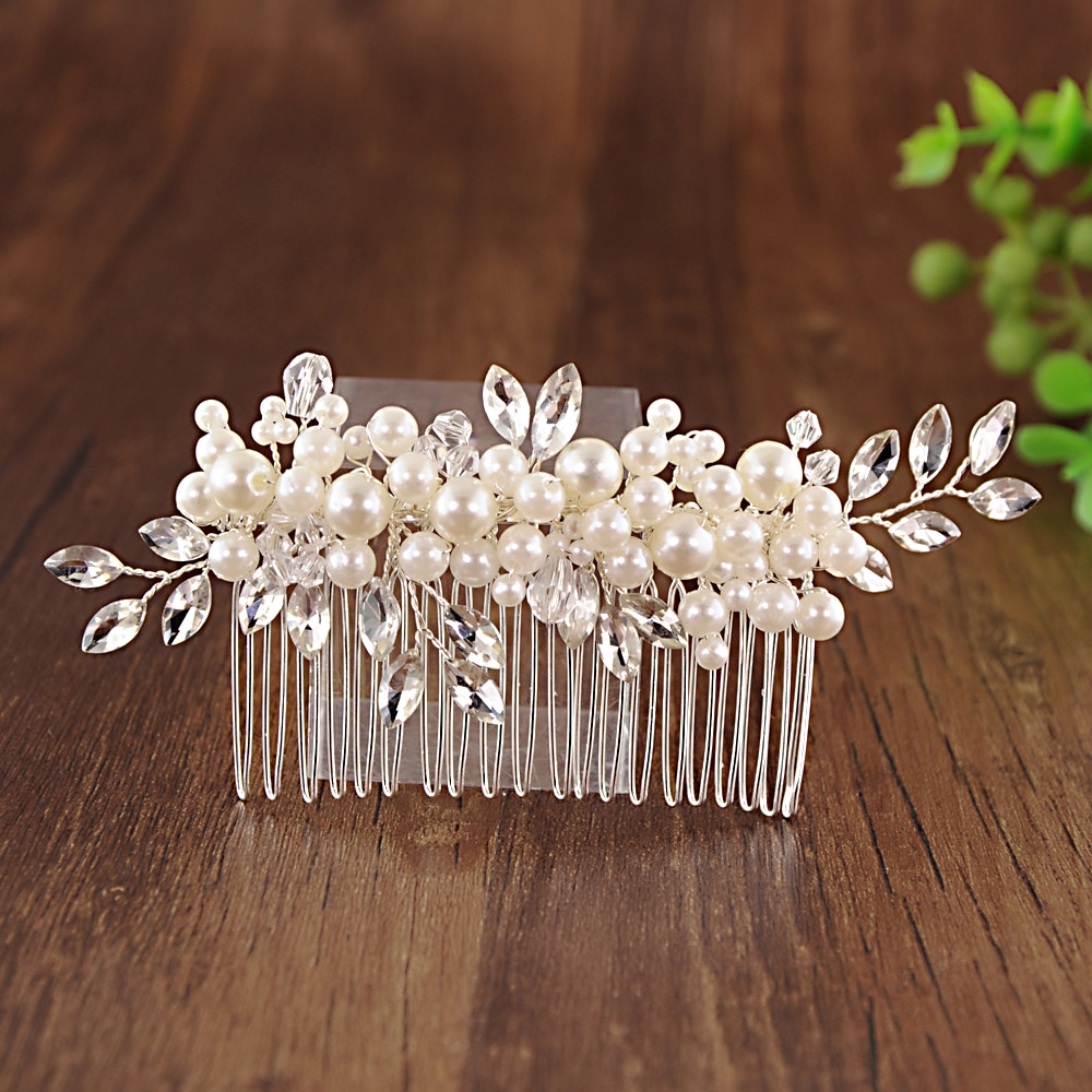 Trixy  h13 rhinestone hår kam brude tilbehør perle hår kam bryllup hår klip brude hår smykker hår ornamenter hovedstykke