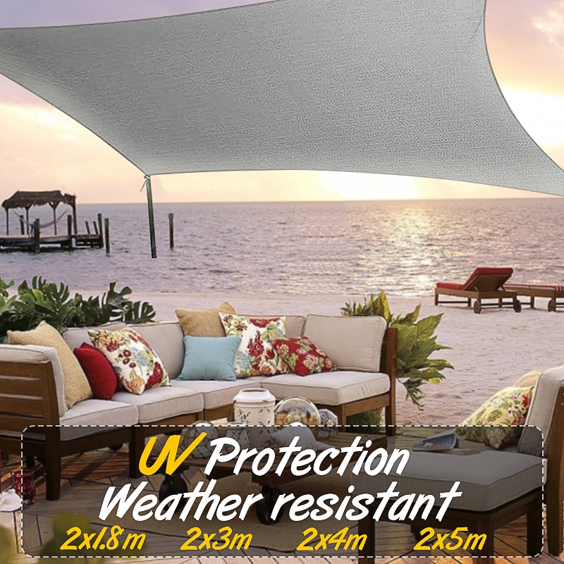 Toldo parasol velero de 2x1, 8/3/4/5m gris para exteriores, Camping, senderismo, jardines, toldo de protección solar, tela impermeable