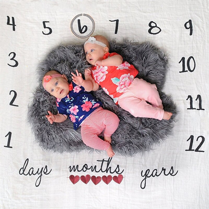 Baby baby milepæl tæppe foto fotografering prop tæpper baggrund klud kalender bebe dreng pige foto tilbehør 100 x 100cm: 2
