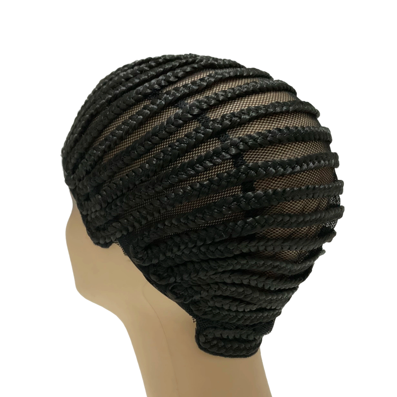 Braided Wig Cap For Crochet Hair Braids Breathable Cornrow Cap for Easier Sew in Weave Hair Glueless Black Cornrow Crochet Wig C