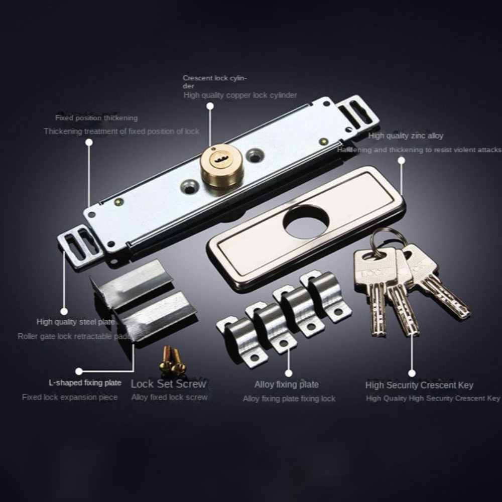Alloy Roller Shutter Door Lock with Key Middle Bottom Roll Gate Lock Cross Shaped Thicken Anti-theft Locks Garage