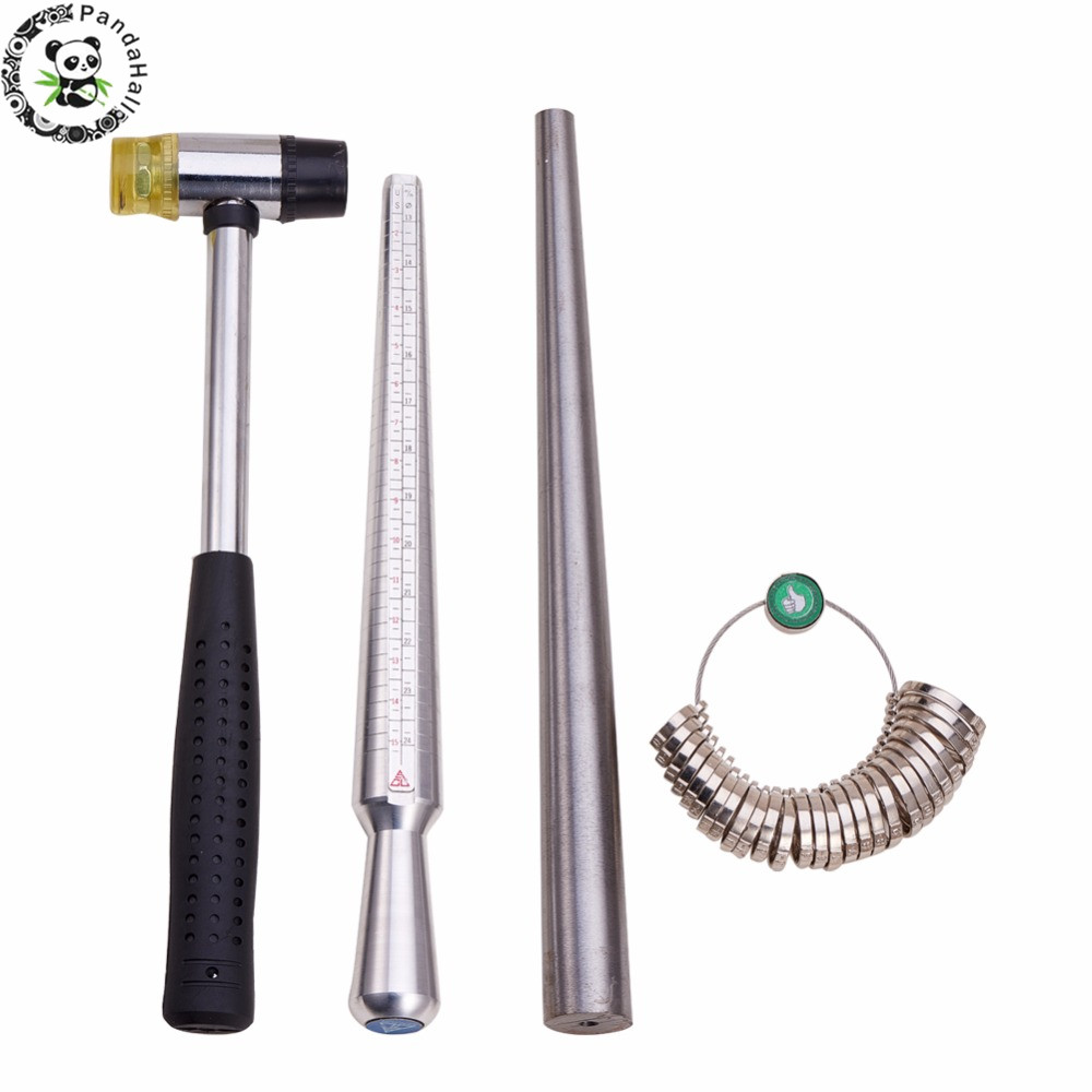 4 In 1 Schmuck Messwerkzeuge Ring Enlarger Stick Dorn Griff Hämmer Ring Sizer Finger Messung Stick über 25 ~ 28 cm/1,1 cm