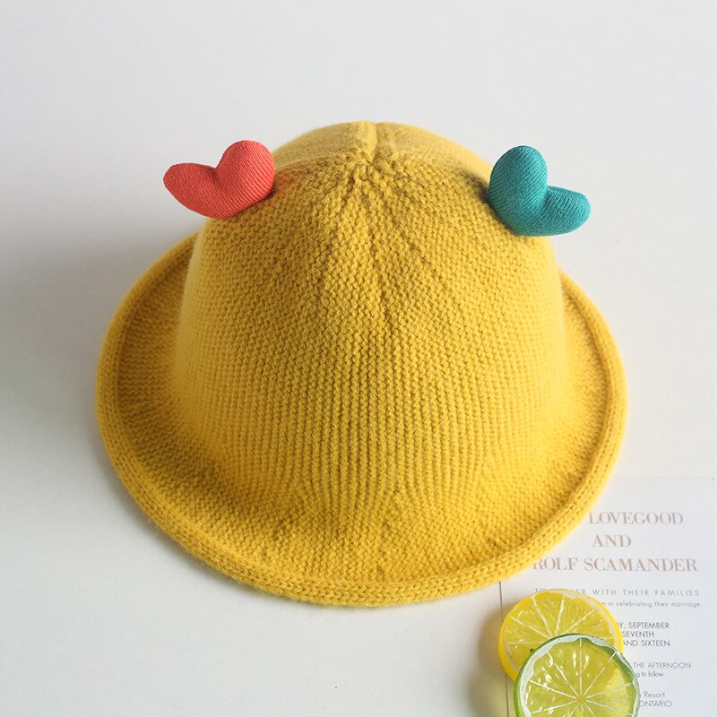 Babymuts winter kinderen snoepkleur liefde gebreide muts vissersmuts baby warme wollen muts douchemuts mutsen voor vrouwen: Groente