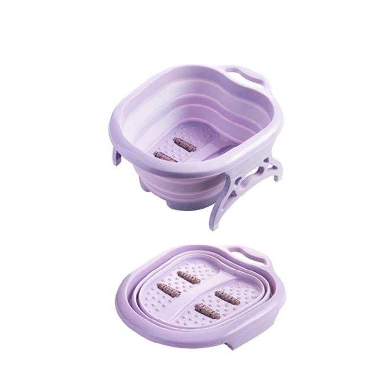 Cubo de baño plegable para masaje de pies, productos de baño para Sauna, bañera y pedicura: purple