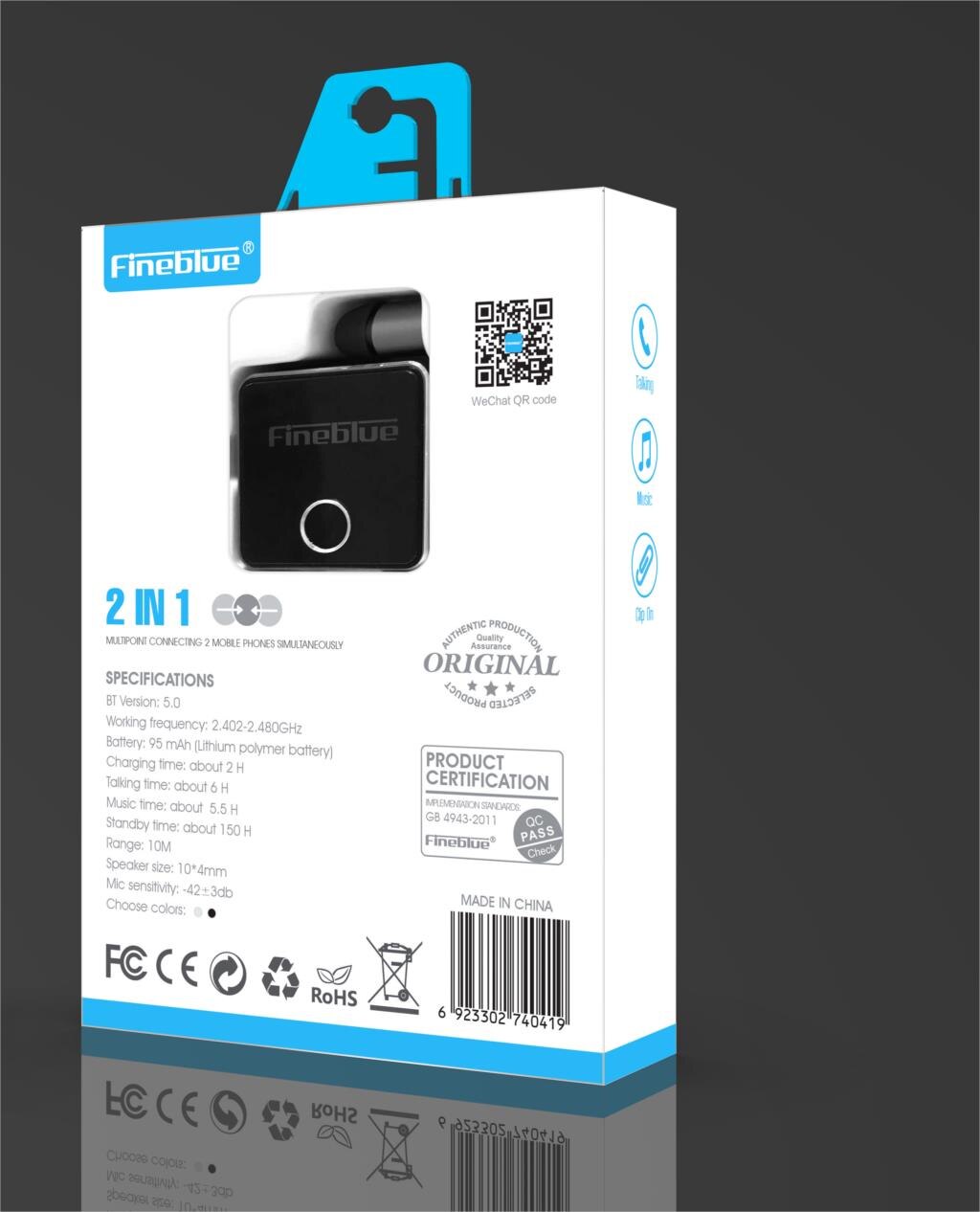 Fineblue-auriculares inalámbricos Mini F1 pro, audífonos de negocios con bluetooth 5,0, estilo Clip, manos libres retráctiles, F910: BLACK ADD BOX