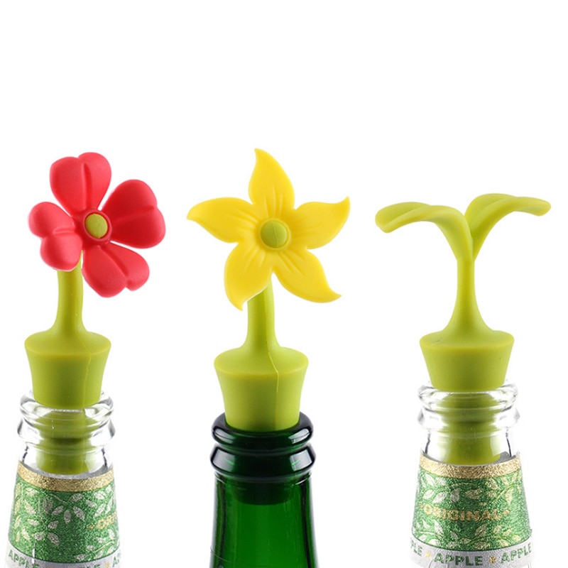 Blomstform vinflaskeprop bærbar giftfri silikone bar værktøj champagne drikkevarer forsyninger flaskehætter køkkenudstyr