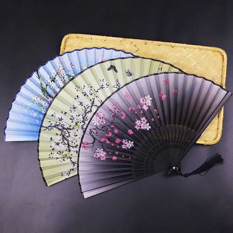 Ventilador de estilo chino japonés, ventilador plegable para decoración del hogar, adornos, estampado artístico manualidad para , abanico de mano para baile de boda