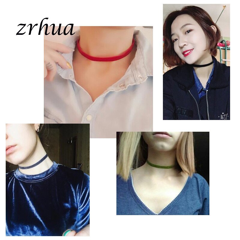 ZRHUA nowy 12 sztuk czarny aksamitny choker naszyjniki dla kobiet Chokers naszyjnik kolorowy różowy naszyjnik choker Collares hurtownie