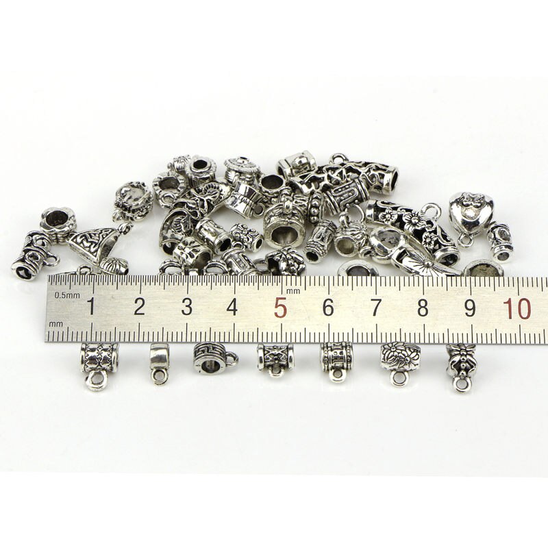 40pcs/set Antique Silver Connector Charms Crafts Bail Beads Pendant Clasp Bracelet Connector Diy Jewelry Making Accessories