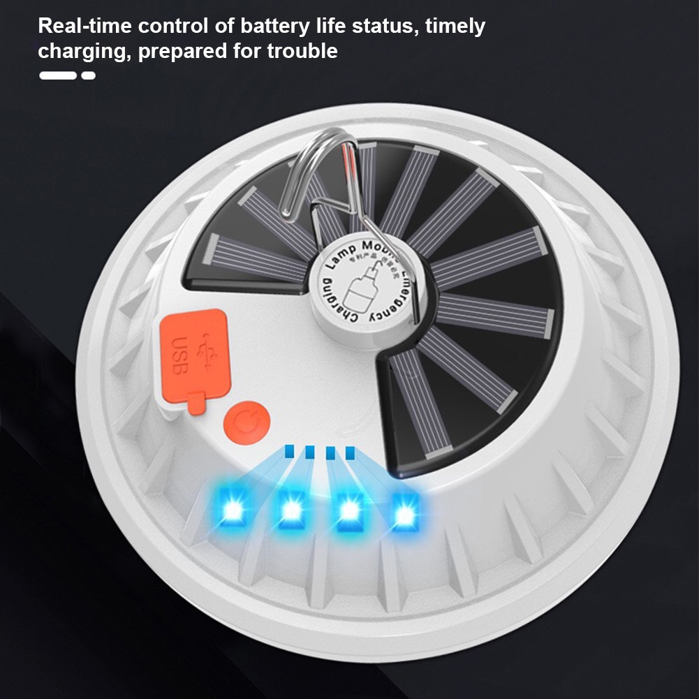 Rechargeable UFO LED Bulb Lamp Solar Charge Lantern Portable Emergency Night Market Light Outdoor Camping Home Garden Camping