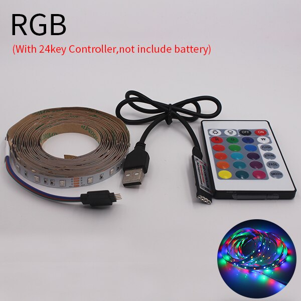 USB RGB LED Strip Light SMD2835 5M 1M 2M 3M 4M 0.5M Diode Tape Flexible Neon Led Light Ribbon LED Strip USB 5V TV Backlight: RGB / 1M